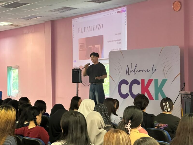 Cyberjaya College Kota Kinabalu alumni sharing career insights with new students during Orientation Week
